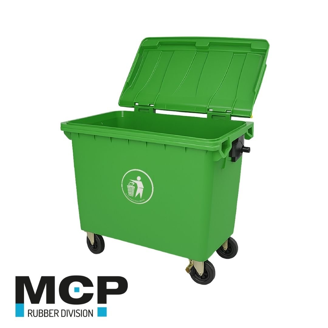 Contenedor de Basura 660 Litros Verde sin Pedal - MCP Rubber Division