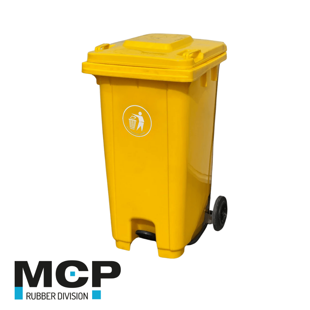 Contenedor de Basura de 240 Litros con Pedal Amarillo - MCP Rubber Division