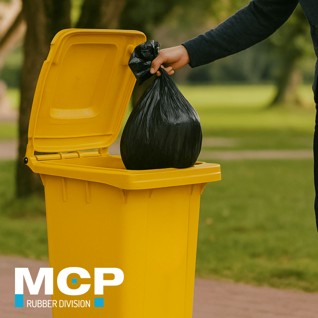 Contenedor de Basura de 240 Litros con Pedal Amarillo - MCP Rubber Division