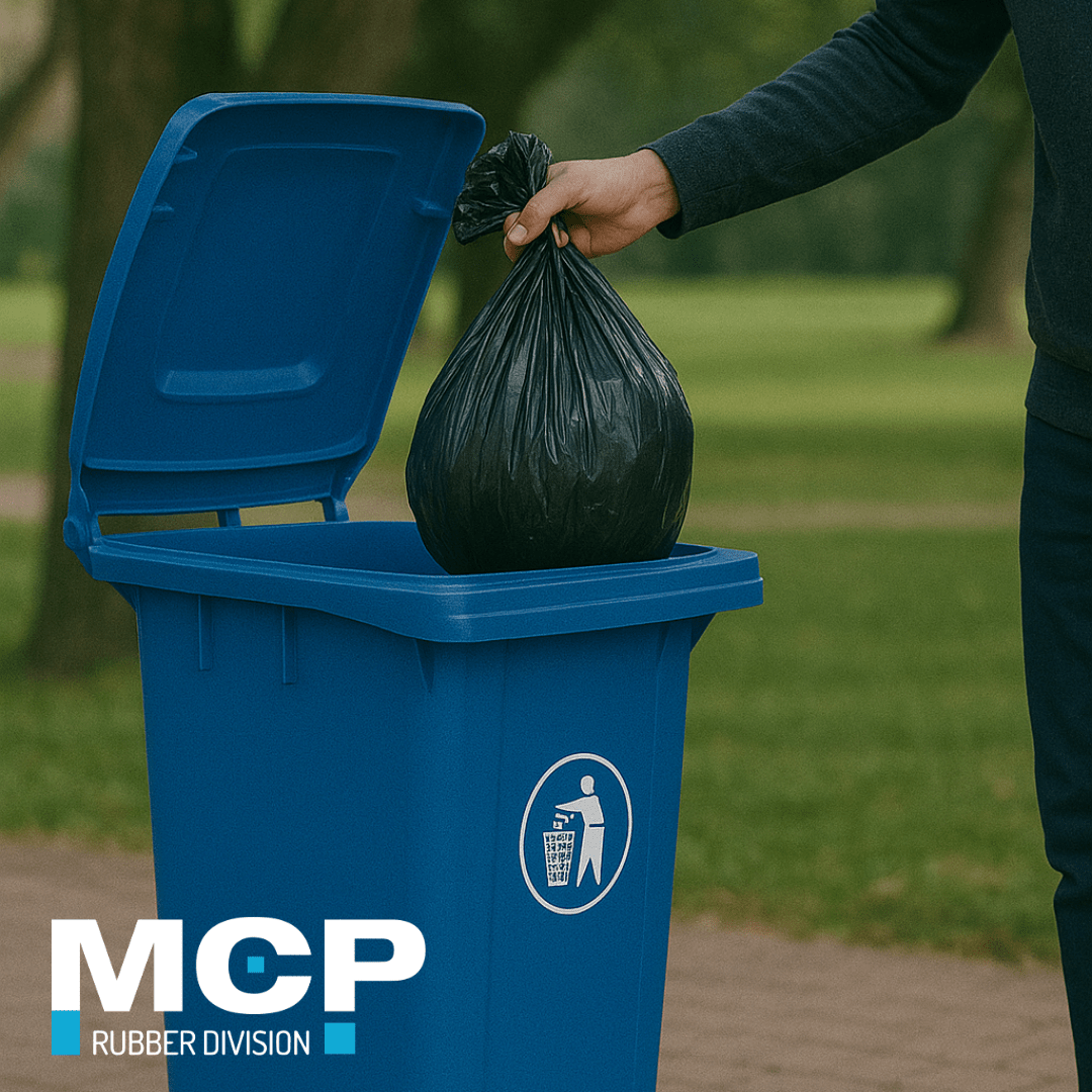 Contenedor de Basura de 240 Litros con Pedal Azul - MCP Rubber Division