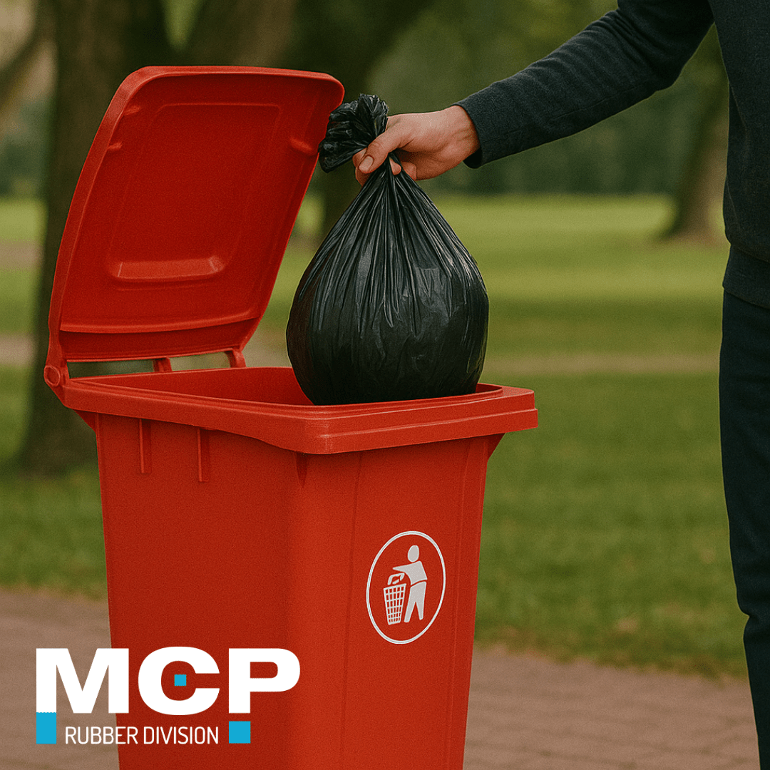 Contenedor de Basura de 240 Litros con Pedal Rojo - MCP Rubber Division