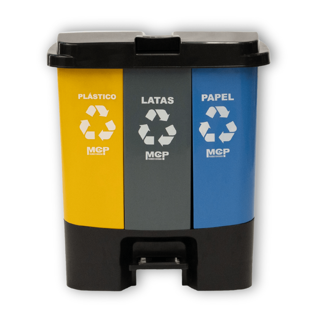 Contenedor de Reciclaje 50 Litros con 3 Compartimentos - MCP Rubber Division