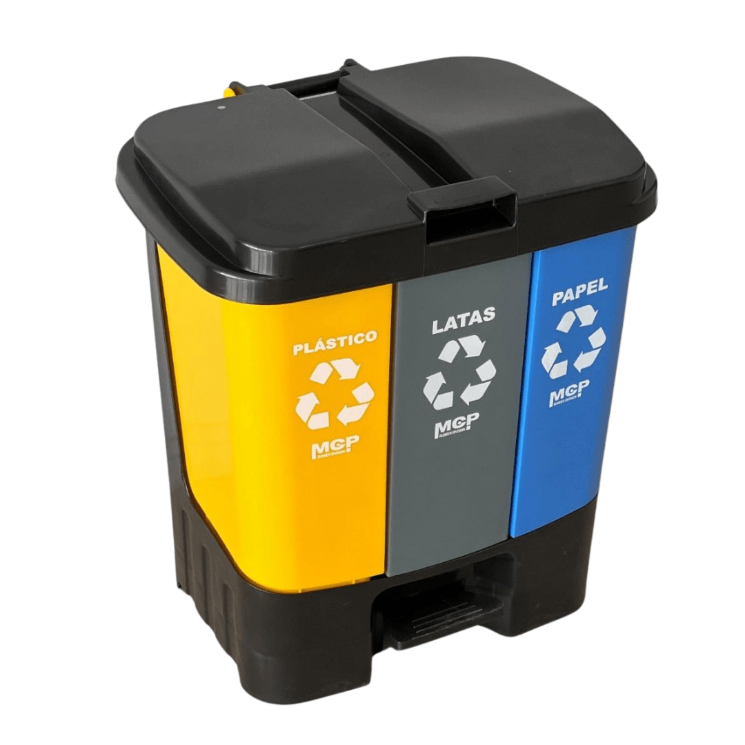 Contenedor de Reciclaje 50 Litros con 3 Compartimentos - MCP Rubber Division