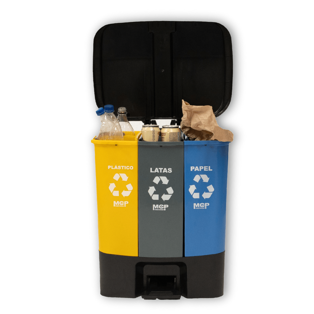 Contenedor de Reciclaje 50 Litros con 3 Compartimentos - MCP Rubber Division