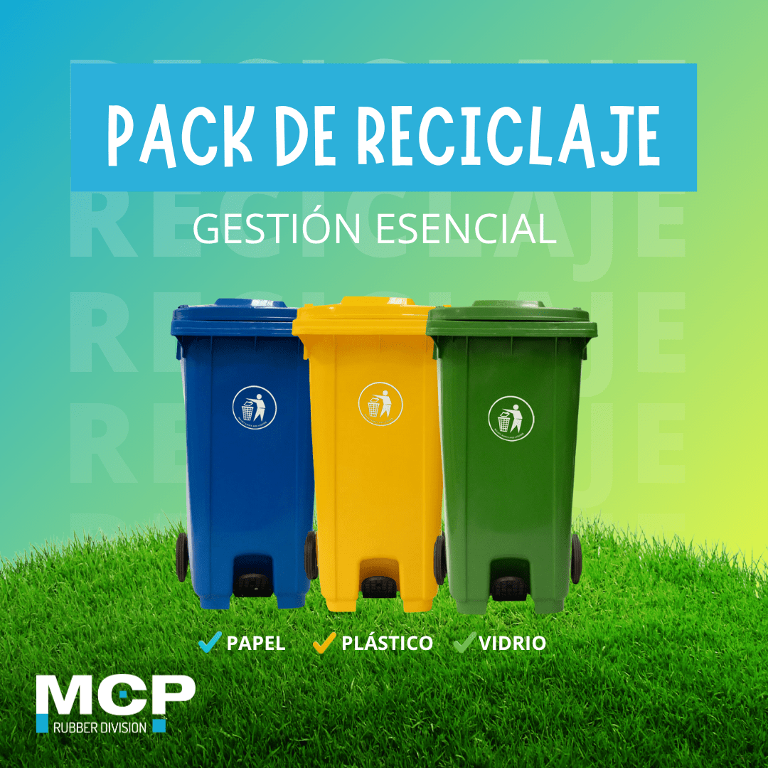 Pack 3 Contenedores de Reciclaje – Gestión Esencial para Colegios, Empresas y Comunidades - MCP Rubber Division