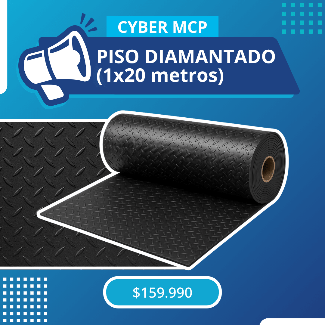 Piso Diamantado Negro 3mm x 1x20 metros. - MCP Rubber Division