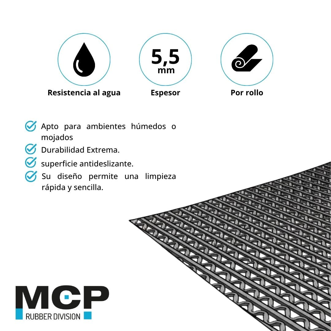 Piso PVC Wet 5,5mm de 1,2 x 15 Metros - MCP Rubber Division