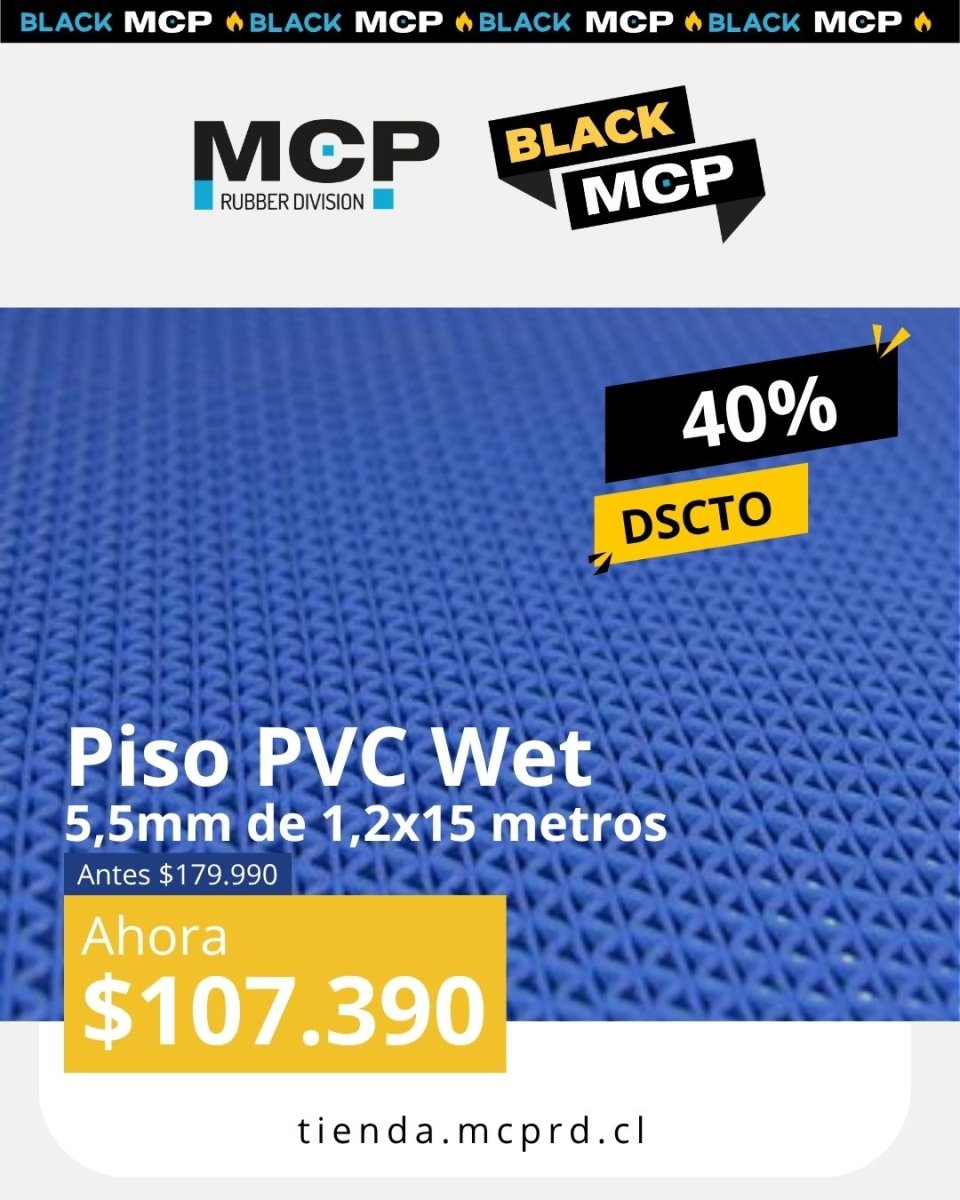 Piso Wet Azul 5,5mm de 1,2 x 15 Metros - MCP Rubber Division