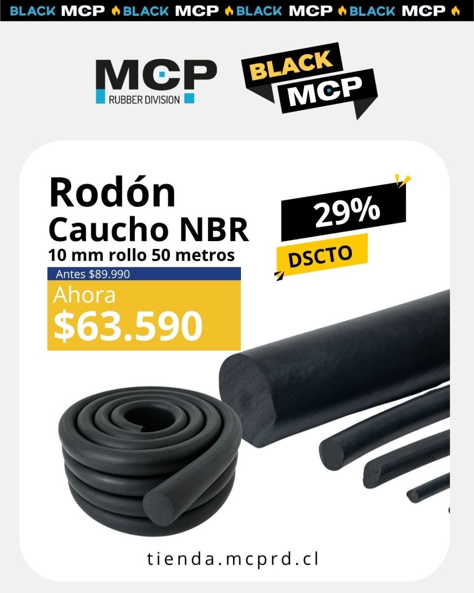 Rodón de Caucho NBR 10 mm – Rollo 50 metros - MCP Rubber Division