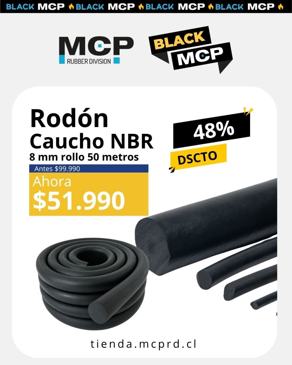 Rodón de Caucho NBR 8 mm – Rollo 50 metros - MCP Rubber Division