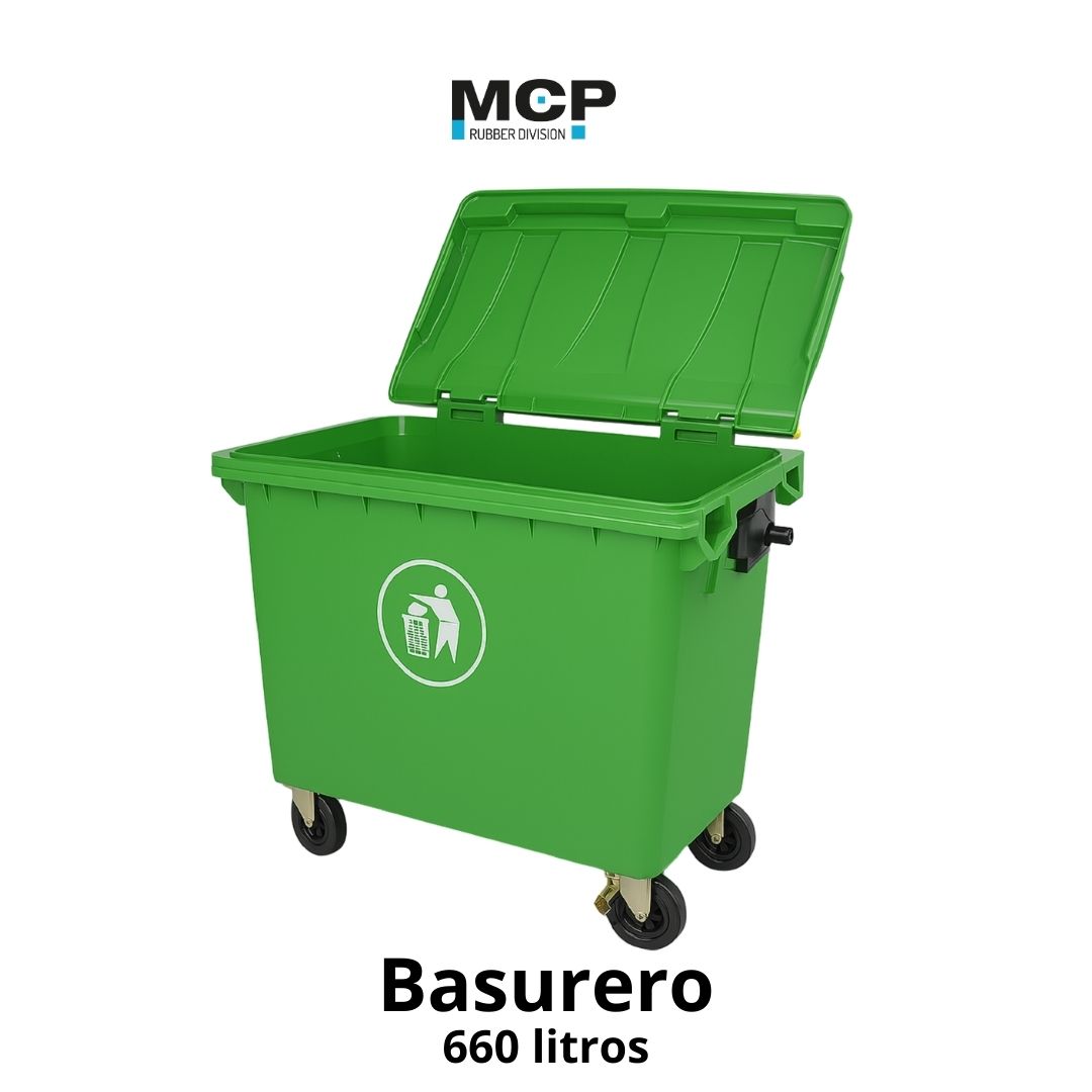 Contenedor de Basura 660 Litros Verde sin Pedal