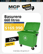Contenedor de Basura 660 Litros Verde sin Pedal - MCP Rubber Division