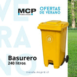 Contenedor de Basura de 240 Litros con Pedal Amarillo - MCP Rubber Division