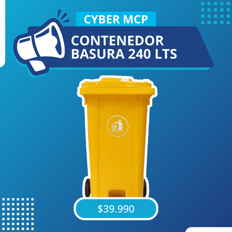 Contenedor de Basura de 240 Litros con Pedal Amarillo - MCP Rubber Division
