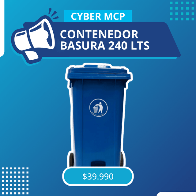Contenedor de Basura de 240 Litros con Pedal Azul - MCP Rubber Division