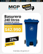 Contenedor de Basura de 240 Litros con Pedal Azul - MCP Rubber Division