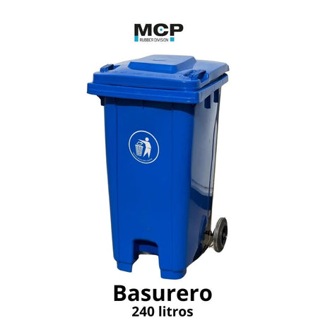 Contenedor de Basura de 240 Litros con Pedal Azul - MCP Rubber Division