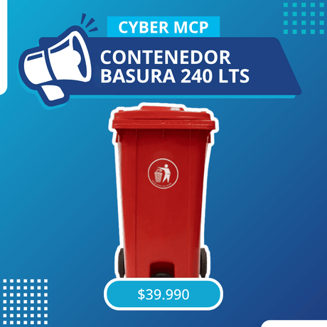Contenedor de Basura de 240 Litros con Pedal Rojo - MCP Rubber Division