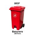 Contenedor de Basura de 240 Litros con Pedal Rojo - MCP Rubber Division