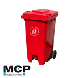 Contenedor de Basura de 240 Litros con Pedal Rojo - MCP Rubber Division