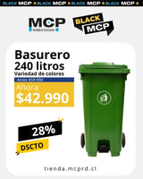 Contenedor de Basura de 240 Litros con Pedal Verde - MCP Rubber Division