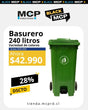Contenedor de Basura de 240 Litros con Pedal Verde - MCP Rubber Division