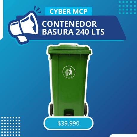 Contenedor de Basura de 240 Litros con Pedal Verde - MCP Rubber Division