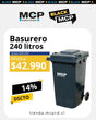 Contenedor de Basura de 240 Litros Gris - MCP Rubber Division