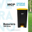 Contenedor de Basura Gris con Tapa Amarilla con Pedal 100 litros. - MCP Rubber Division