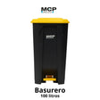 Contenedor de Basura Gris con Tapa Amarilla con Pedal 100 litros. - MCP Rubber Division