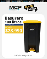 Contenedor de Basura Gris con Tapa Amarilla con Pedal 100 litros. - MCP Rubber Division