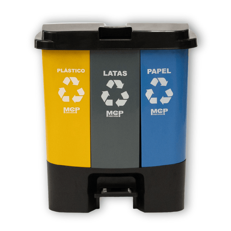 Contenedor de Reciclaje 50 Litros con 3 Compartimentos - MCP Rubber Division