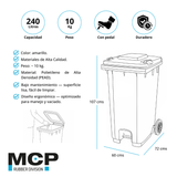 Contenedor de Basura de 240 Litros con Pedal Amarillo