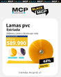 Lama PVC Estriada Amarilla 200mm x 2mm x 50 metros - MCP Rubber Division