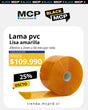 Lama PVC Lisa Amarilla 200mm x 2mm x 50 mts - MCP Rubber Division