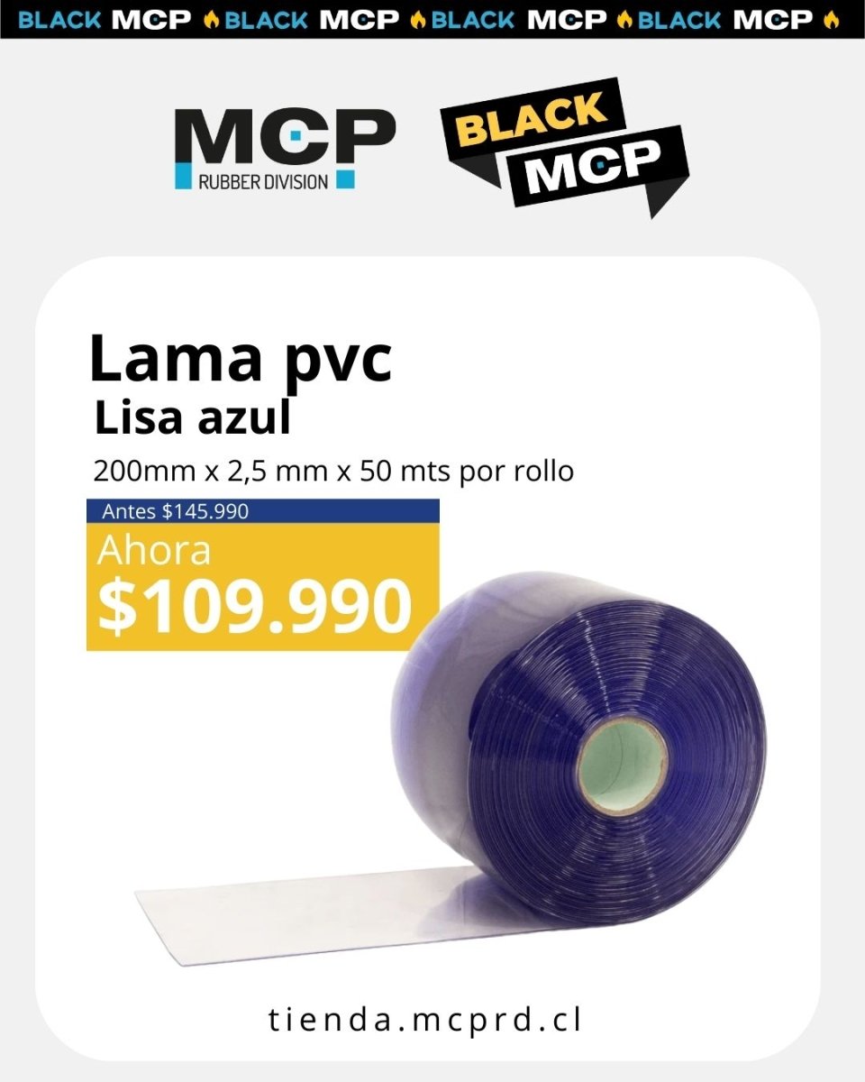 Lama PVC Lisa Transparente 200mm x 2,5mm x 50 metros - MCP Rubber Division