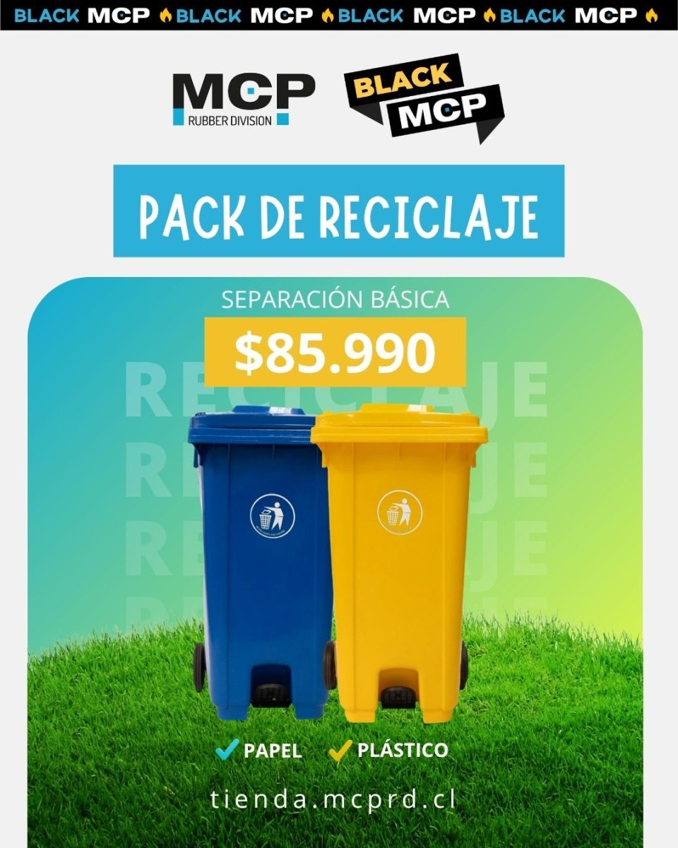 Pack 2 Contenedores de Reciclaje – Separación Básica para Oficina, Colegio o Condominio - MCP Rubber Division
