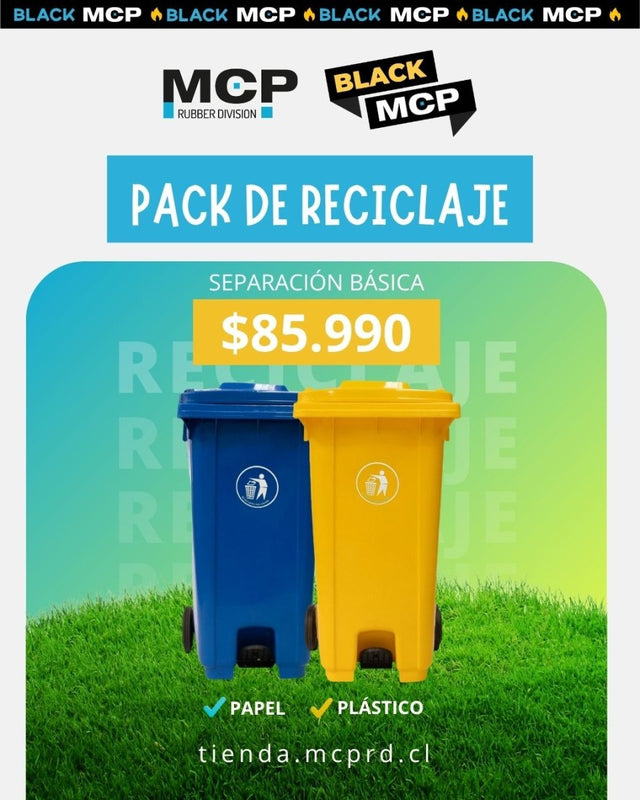 Pack 2 Contenedores de Reciclaje – Separación Básica para Oficina, Colegio o Condominio - MCP Rubber Division