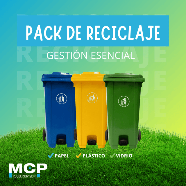 Pack 3 Contenedores de Reciclaje – Gestión Esencial para Colegios, Empresas y Comunidades - MCP Rubber Division