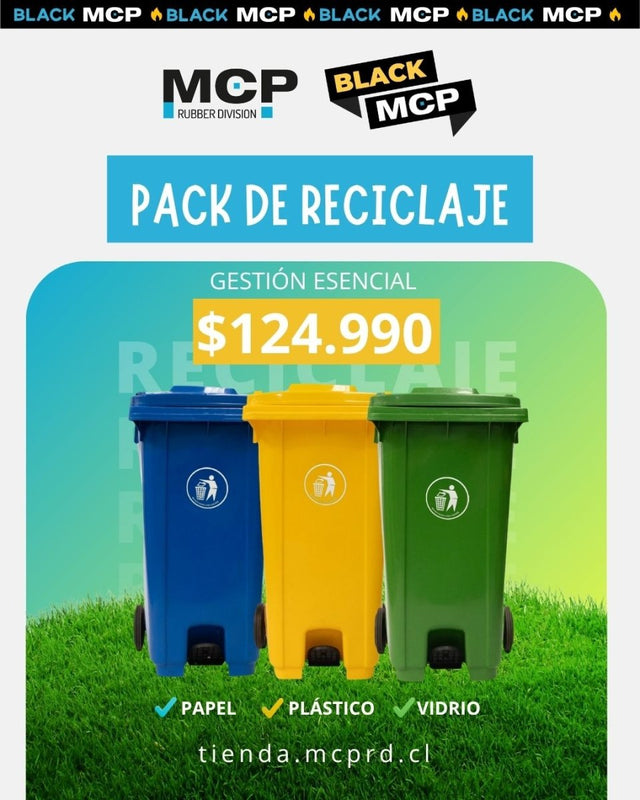 Pack 3 Contenedores de Reciclaje – Gestión Esencial para Colegios, Empresas y Comunidades - MCP Rubber Division