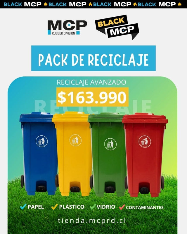 Pack 4 Contenedores de Reciclaje – Reciclaje Avanzado para Empresas e Instituciones - MCP Rubber Division