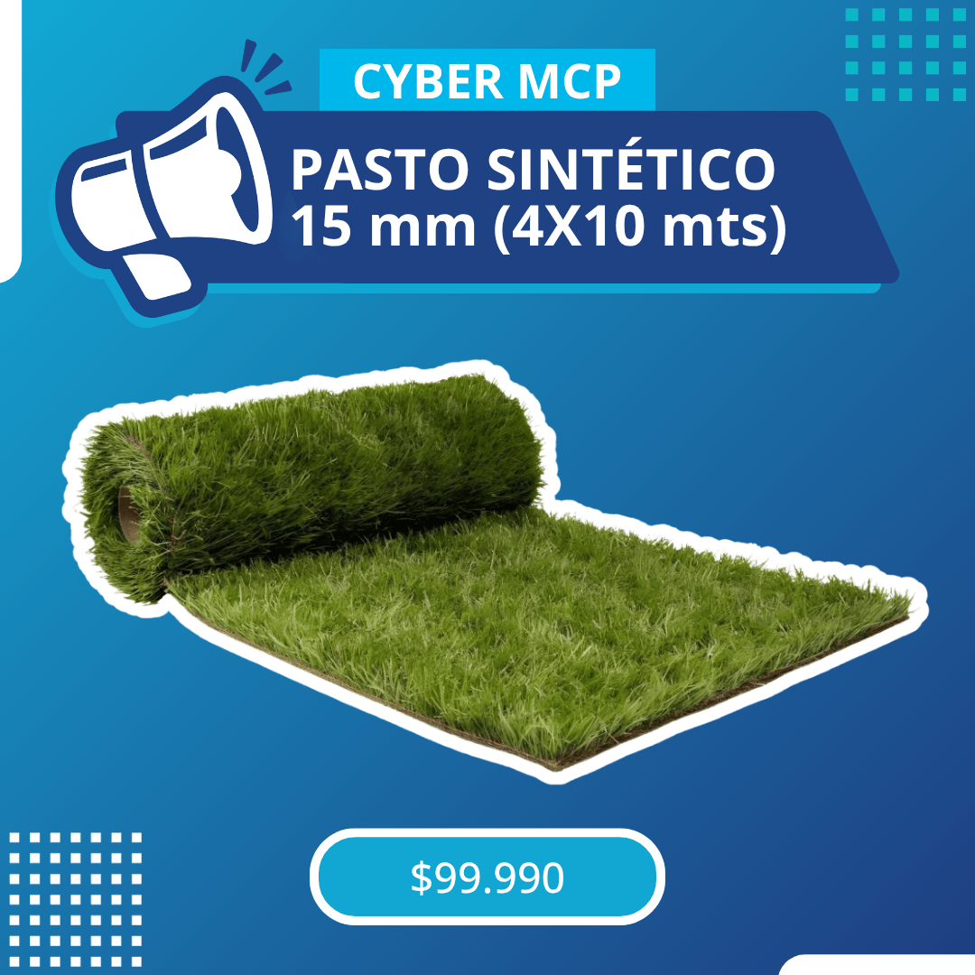 Pasto Sintético 3 Tonos de Verde de 15mm 4x10 metros - MCP Rubber Division