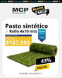 Pasto Sintético 4 tonos de Verde/Beige en 25mm 4x10 metros - MCP Rubber Division