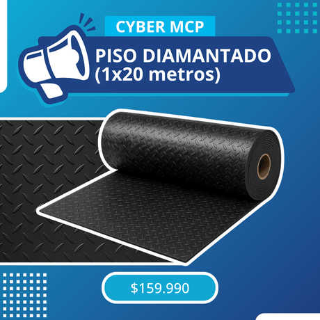 Piso Diamantado Negro 3mm x 1x20 metros. - MCP Rubber Division