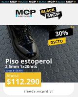 Piso Estoperol Negro 2,5 mm 1x20 metros. - MCP Rubber Division