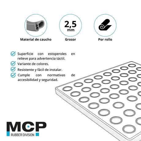 Piso Estoperol Negro en Rollo 2,5 mm 1,5x20 metros - MCP Rubber Division