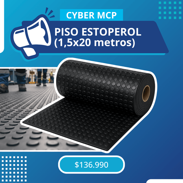 Piso Estoperol Negro en Rollo 2,5 mm 1,5x20 metros - MCP Rubber Division