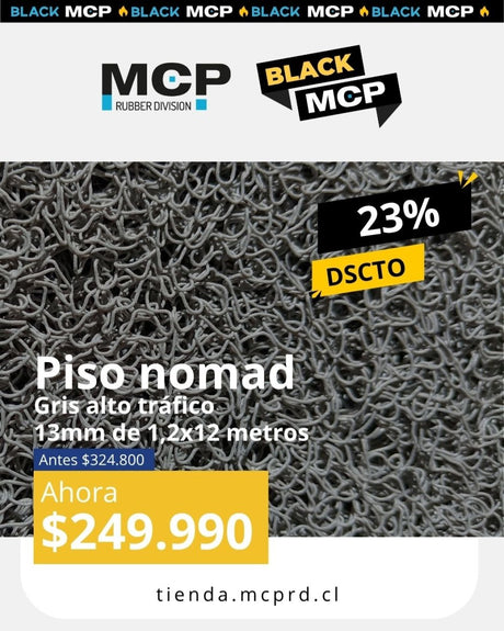 Piso Nomad Gris Alto Trafico 13mm x 1,2m x 12m - MCP Rubber Division