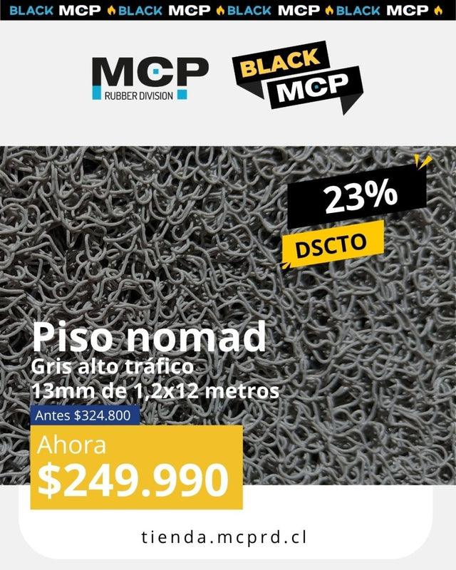 Piso Nomad Gris Alto Trafico 13mm x 1,2m x 12m - MCP Rubber Division