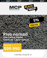 Piso Nomad Gris Trafico Medio 12mm x 1,2m x 12 metros - MCP Rubber Division